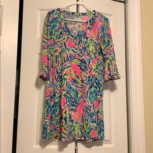 Lilly Pulitzer Dress multi palm reader size L EUC